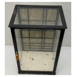 Vintage Oriental geisha Doll 17" With Glass And Wood Display Case (Has One Broken Glass Panel)