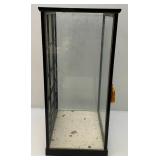 Vintage Oriental geisha Doll 17" With Glass And Wood Display Case (Has One Broken Glass Panel)