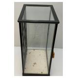 Vintage Oriental geisha Doll 17" With Glass And Wood Display Case (Has One Broken Glass Panel)