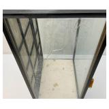 Vintage Oriental geisha Doll 17" With Glass And Wood Display Case (Has One Broken Glass Panel)