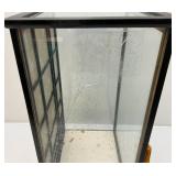 Vintage Oriental geisha Doll 17" With Glass And Wood Display Case (Has One Broken Glass Panel)