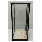 Vintage Oriental geisha Doll 17" With Glass And Wood Display Case (Has One Broken Glass Panel)