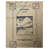 SUPER RARE Est. $80.00 - $150.00 Wartime 1945 17 TH Naval District Pin-Up Cartoon Calendar (SUPER COOL)