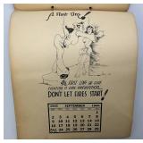 SUPER RARE Est. $80.00 - $150.00 Wartime 1945 17 TH Naval District Pin-Up Cartoon Calendar (SUPER COOL)