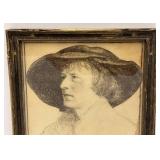 1910 Stamped Franz Hanfstaengl Lithograph By Hans Holbein The Younger Framed Behind Glass Some Staining On Edges Of Print 9 3/4" x 10"