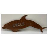13" x 38" Heavy Metal Dolphin Sign With Angle Imprint