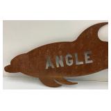 13" x 38" Heavy Metal Dolphin Sign With Angle Imprint