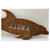 13" x 38" Heavy Metal Dolphin Sign With Angle Imprint