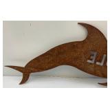 13" x 38" Heavy Metal Dolphin Sign With Angle Imprint
