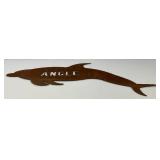 13" x 38" Heavy Metal Dolphin Sign With Angle Imprint