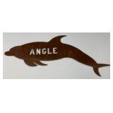 13" x 38" Heavy Metal Dolphin Sign With Angle Imprint