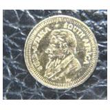 Miniature 1980 14K Gold Krugerrand Coin with Certificate of Authenticity