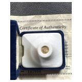 Miniature 1980 14K Gold Krugerrand Coin with Certificate of Authenticity