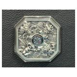 Octagonal Relief Silver Coin with Compass