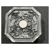 Octagonal Relief Silver Coin with Compass