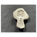 2 Troy Ounce .999 Silver Mushroom-Shaped Bullion