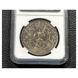 1977 Gibraltar 25 Pence Silver Jubilee Design Coin, NGC Graded Brilliant UNC