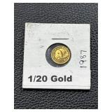 1987 1/20 Oz Chinese Gold Panda Coin in Holder