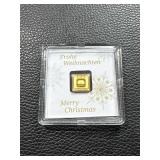 1g Gold Bar 999.9 Fine Gold Christmas Edition with Certificate