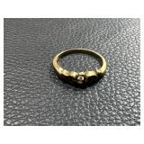 Three Rings Featuring a Class Ring, Band, and Gold-Tone Diamond-Style Ring