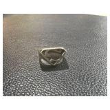 Sterling Silver Superman Logo Ring with Shield Design