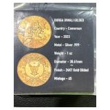 2023 Cameroon 2000 Francs CFA Diwali Durga Gold-Plated Silver Coin