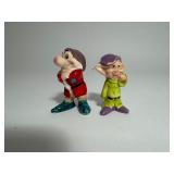 Vintage Disney Two of the Seven Dwarfs Pottery Figures