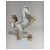 Vintage Hand Painted Big Arrow Heavy Cast Iron Mystical Unicorn Door Stop