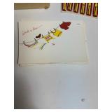 Vintage "Just a line" Stationery Set With Matching Stickers