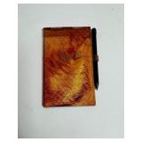 Gold Tone Metal Mini GR Flip Address Book  & Celluloid Fosta Tablet with Attached Pencil