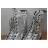 Gia-Mia Silver Sequin Combat Boots - Size 10 Gia-Mia Silver Sequin Combat Boots - Size 10