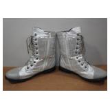 Gia-Mia Silver Sequin Combat Boots - Size 10 Gia-Mia Silver Sequin Combat Boots - Size 10