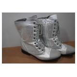 Gia-Mia Silver Sequin Combat Boots - Size 10 Gia-Mia Silver Sequin Combat Boots - Size 10