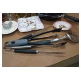 Assorted Kitchenware - Mugs, Utensils, Pan, Serving Trays Assorted Kitchenware - Mugs, Utensils, Pan, Serving Trays