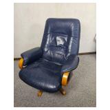 Vintage Scandinavian Design Blue Leather Recliner Vintage Scandinavian Design Blue Leather Recliner