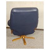 Vintage Scandinavian Design Blue Leather Recliner & Ottoman Vintage Scandinavian Design Blue Leather Recliner & Ottoman