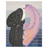 "Beauty & the Beast" Lithograph Circle Gallery Sign by French Art Deco Artist Erté "Beauty & the Beast" Lithograph Circle Gallery Sign by French Art Deco Artist Erté