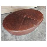 Chocolate Brown Leather Oval  Ottoman Chocolate Brown Leather Oval  Ottoman