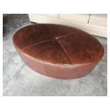Chocolate Brown Leather Oval  Ottoman Chocolate Brown Leather Oval  Ottoman
