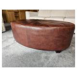 Chocolate Brown Leather Oval  Ottoman Chocolate Brown Leather Oval  Ottoman
