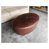 Chocolate Brown Leather Oval  Ottoman Chocolate Brown Leather Oval  Ottoman