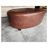 Chocolate Brown Leather Oval  Ottoman Chocolate Brown Leather Oval  Ottoman