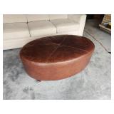 Chocolate Brown Leather Oval  Ottoman Chocolate Brown Leather Oval  Ottoman