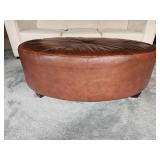 Chocolate Brown Leather Oval  Ottoman Chocolate Brown Leather Oval  Ottoman