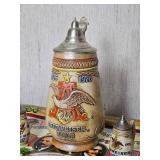 Cool Budweiser Bicentennial Commemorative Beer Stein and Tray Set - (4) Cool Budweiser Bicentennial Commemorative Beer Stein and Tray Set - (4)