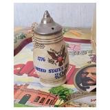 Cool Budweiser Bicentennial Commemorative Beer Stein and Tray Set - (4) Cool Budweiser Bicentennial Commemorative Beer Stein and Tray Set - (4)