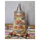 Cool Budweiser Bicentennial Commemorative Beer Stein and Tray Set - (4) Cool Budweiser Bicentennial Commemorative Beer Stein and Tray Set - (4)
