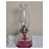 Charming Vintage Cut Glass Oil Lamp Pair Charming Vintage Cut Glass Oil Lamp Pair
