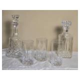 Glistening Cut Glass High-Ball and Decanter Set - (5) Glistening Cut Glass High-Ball and Decanter Set - (5)