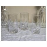 Glistening Cut Glass High-Ball and Decanter Set - (5) Glistening Cut Glass High-Ball and Decanter Set - (5)